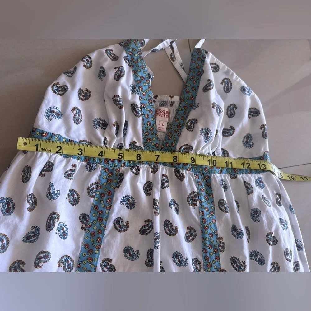 Vintage mossimo supply co hippie babydoll white blue patterned dress summer L - Picture 4 of 11